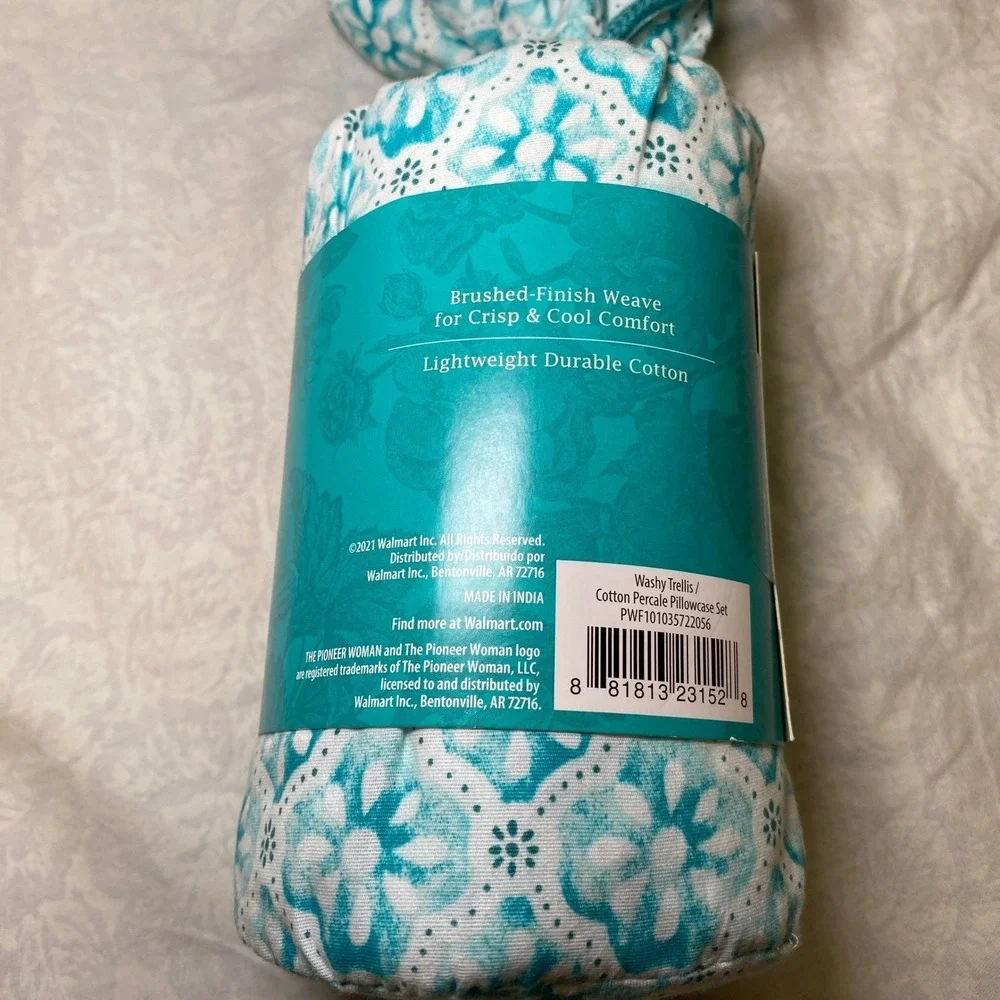 The Pioneer Woman Washy Trellis King Pillowcase Set 2 Pc Cotton Percale New